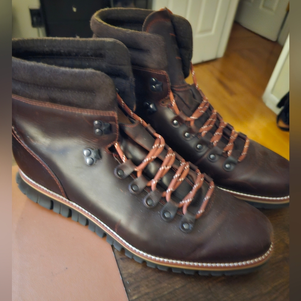 Cole Haan Men's Dark Brown Leather Lace-Up Boots